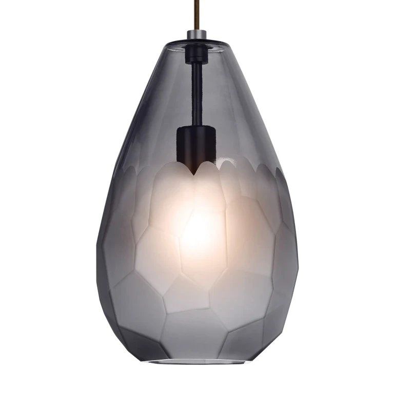 Briolette 14" Pendant Light in Satin Nickel and Smoke