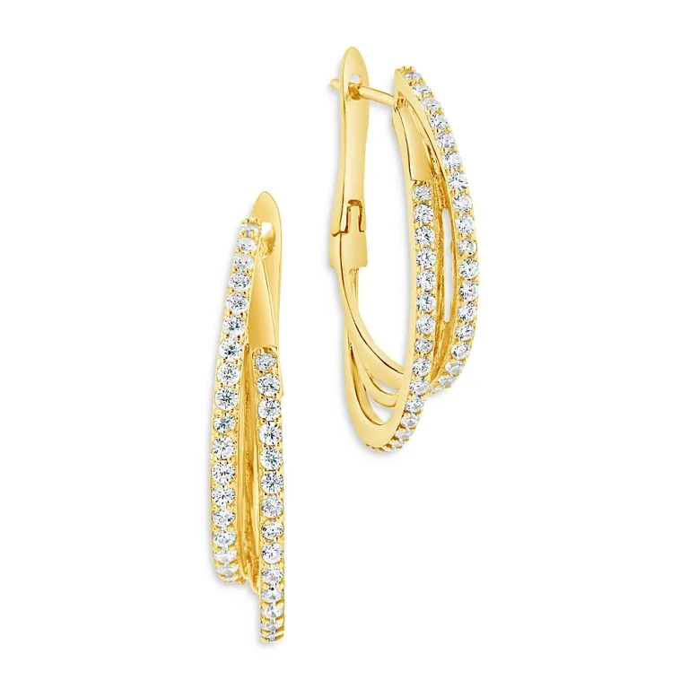 Sterling Forever Kyle Two Row Hoop Earrings