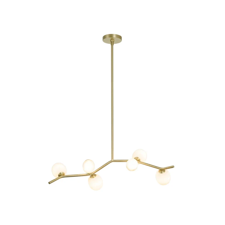 Hampton 6-Light Chandelier in Brushed Brass With White Glass