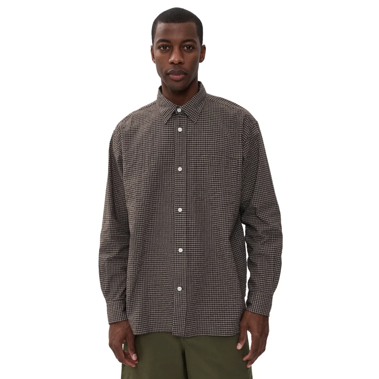 Norse Projects Espevik Check Oversized Shirt Taupe S