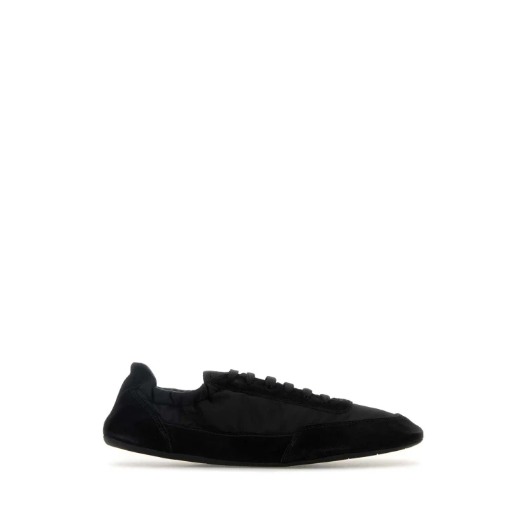 Prada Black Re-nylon And Suede Collapse Sneakers