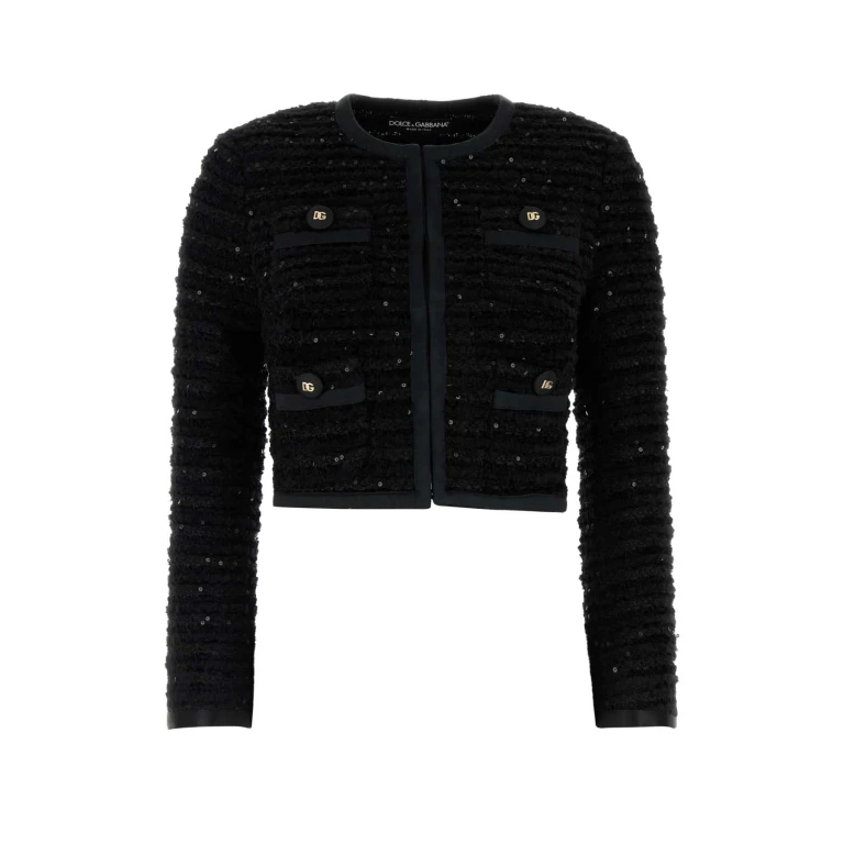Dolce & Gabbana Black Tweed Blazer Nero Giacche E Gilet - Women
