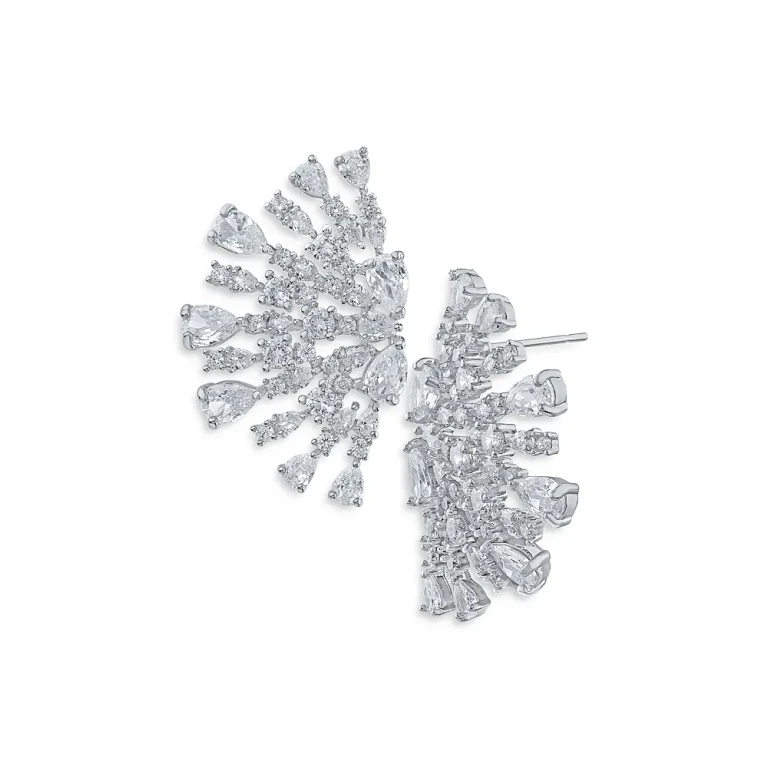 Cz By Kenneth Jay Lane Half Circle Cluster Earrings