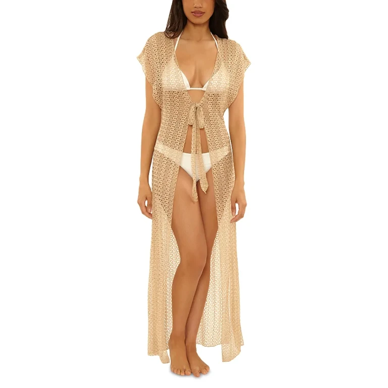 Becca by Rebecca Virtue Crochet Swim Cover-Up Maxi Tunic