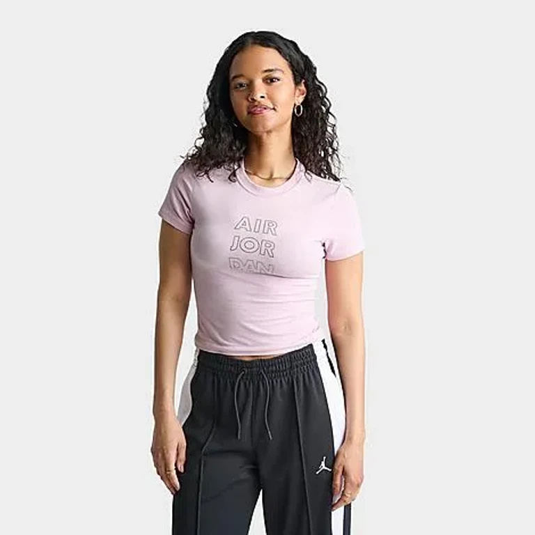 Jordan Women's Brooklyn Rhinestone Graphic T-Shirt in Iced Carmine/White Size: XS