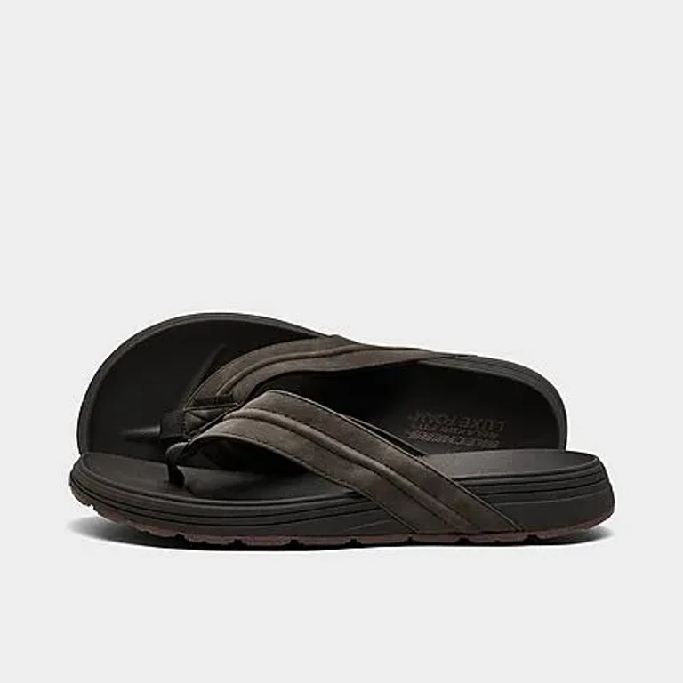 Men's Skechers Relaxed Fit: Patino - Marlee Memory Foam Thong Sandals in Chocolate Size: 8.0