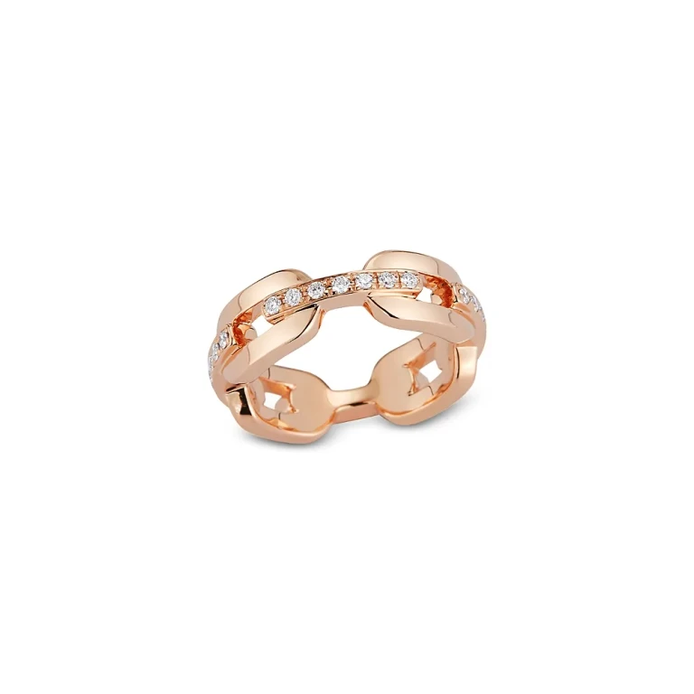 Walters Faith 18K Rose Gold Saxon Diamond Bar Flat Link Chain Ring