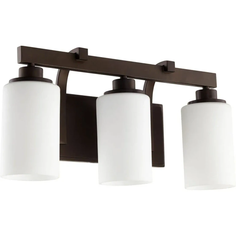 Quorum Lancaster 3-Light 10" Bathroom Vanity Light in Oiled Bronze