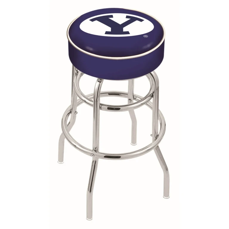 Chrome Double Ring Swivel Counter Height Stool - BYU