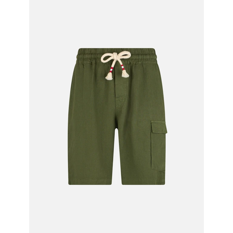 Mc2 Saint Barth Military Green Linen Bermuda Marseille Short Pant - Men