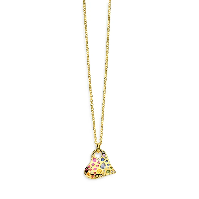 Ippolita 18K Rock Candy Rainbow Sapphire, Tsavorite & Diamond Heart Pendant Necklace, 18-20 - Exclusive