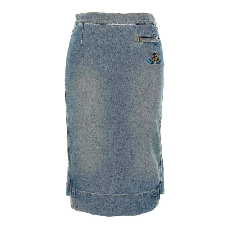Vivienne Westwood 로고 자수 데님 스커트