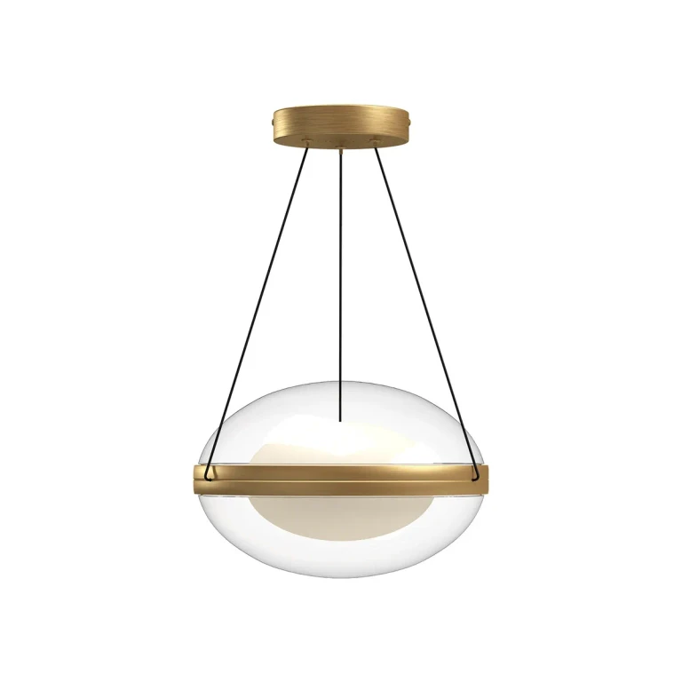 Brushed Gold Opal Glass LED Pendant from the Virgo Collection