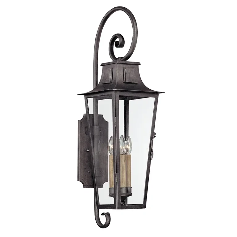 Parisian Square 4-Light Wall Lantern in Aged Pewter