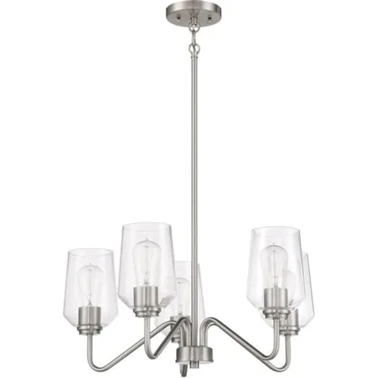Brushed Polished Nickel Five Light Chandelier from the Shayna Collection