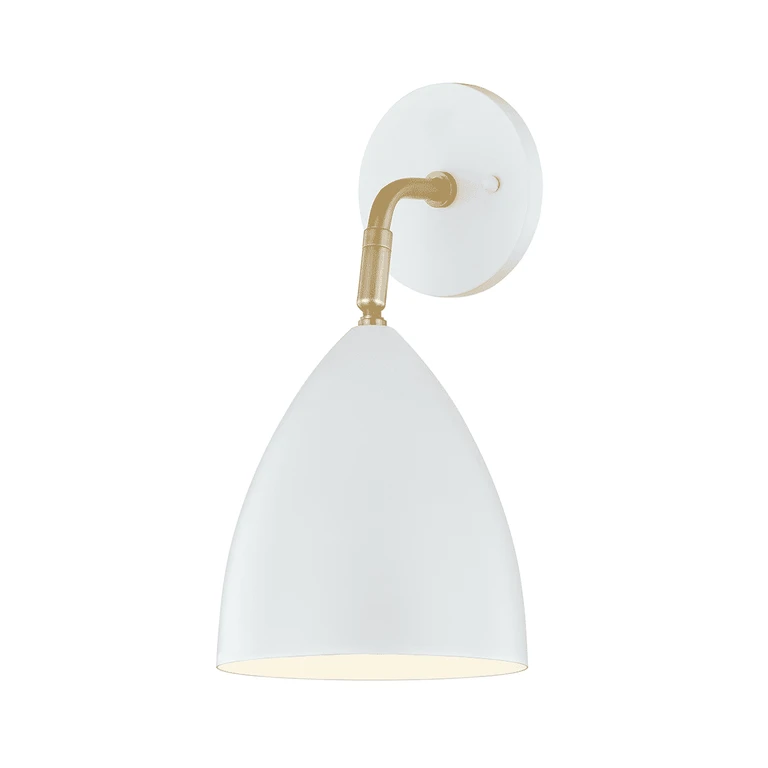 Aged Brass Soft Off White One Light Wall Sconce from the Gia Collection