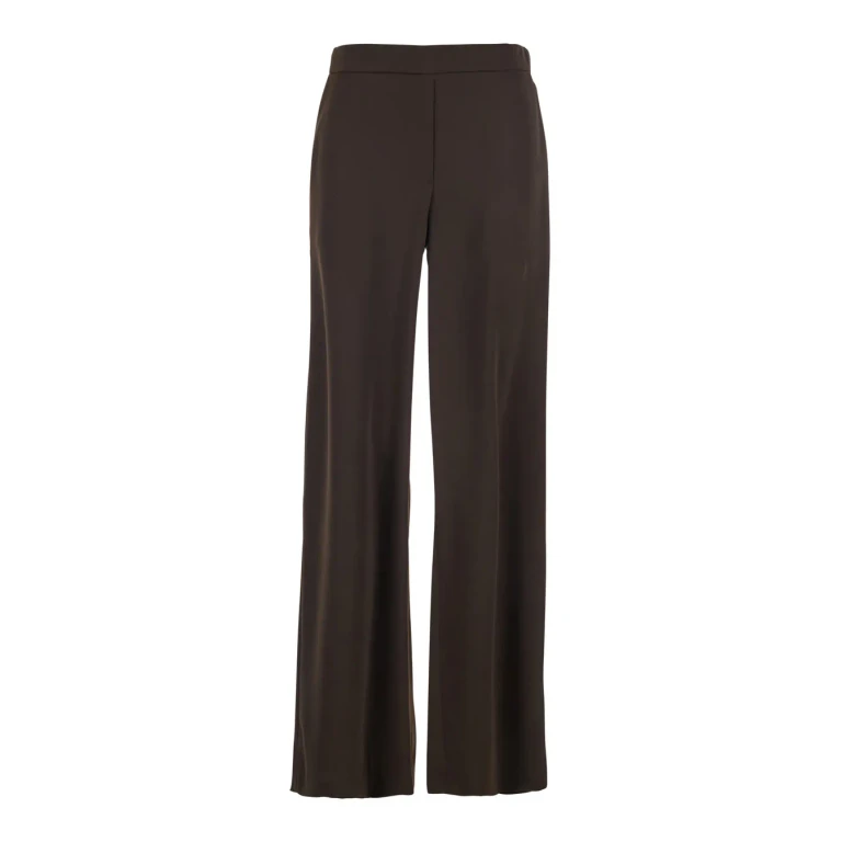 Parosh Brown Wide Leg Pants With Elastic Waist For Women
