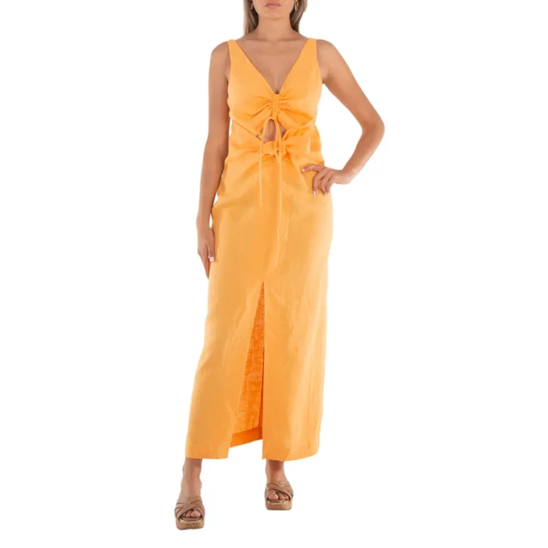 Nanushka Draped Linen Midi Dress