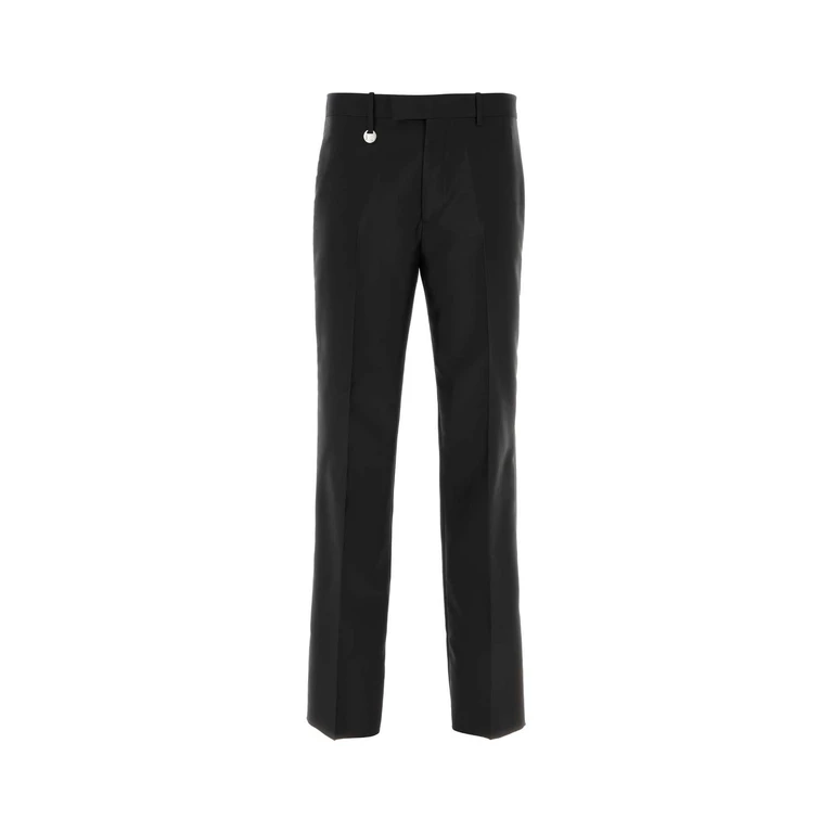 Burberry Black Wool Blend Wide-Leg Pant Exterior: Silk Pantaloni - Men
