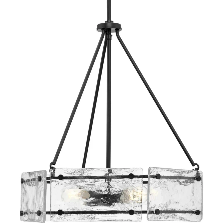 Matte Black Four Light Chandelier from the Rivera Collection