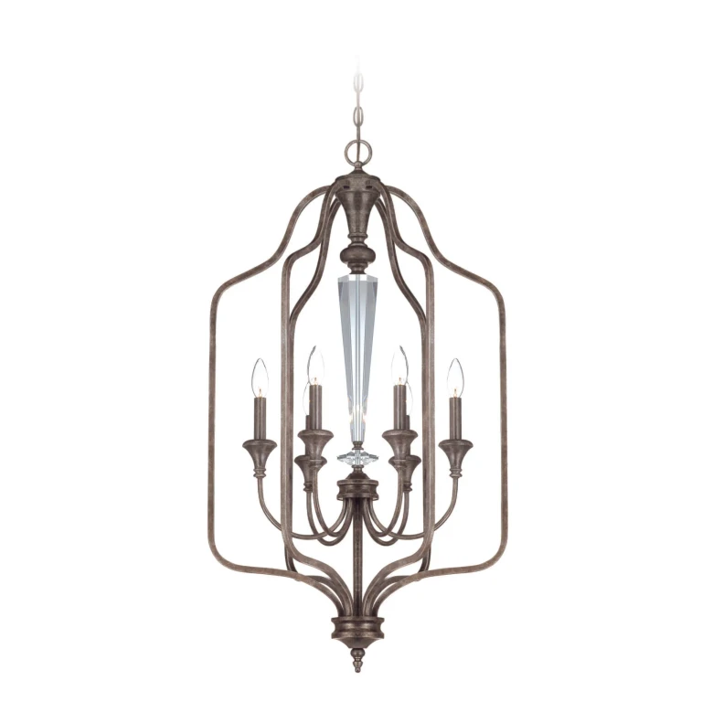Boulevard 6-Light 21" Foyer Light in Mocha Bronze Silver Wash
