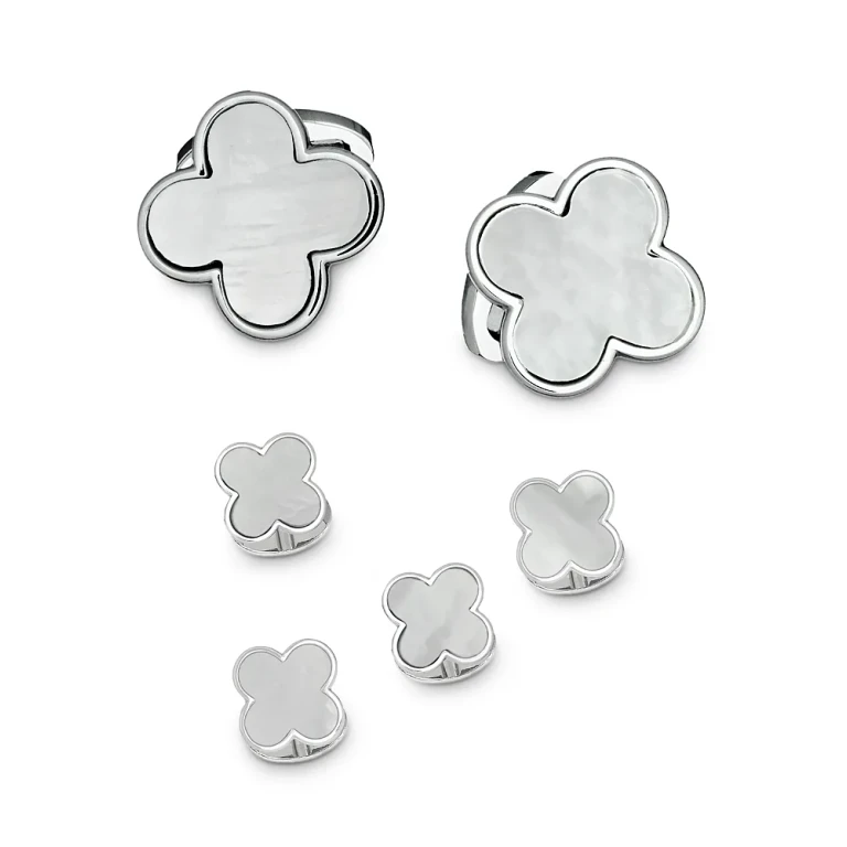 Sterling Silver & Mother-of-Pearl Clover Stud Set