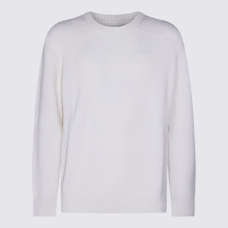 Seven Gauge White Wool Knitwear