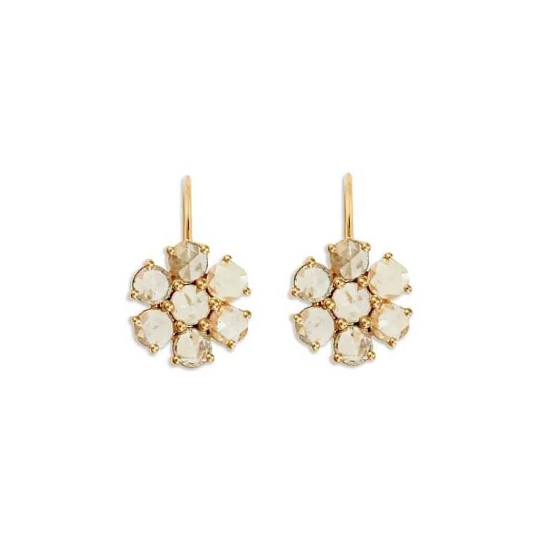 Ileana Makri 18K Yellow Gold Florescence Lab Grown Champagne Diamond Daisy Bloom Drop Earrings