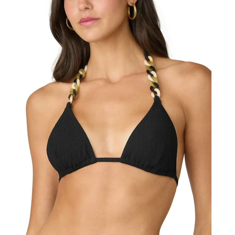 Shoshanna Chain Ribbed Triangle Bikini Tip