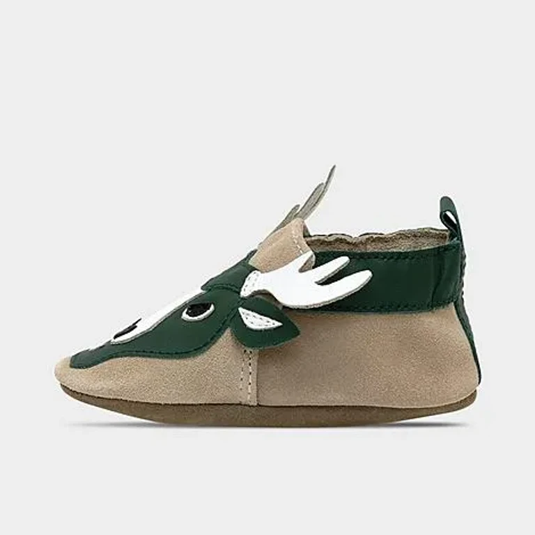 Robeez Infant Milwaukee Bucks NBA Fear The Deer Soft Sole Casual Shoes in Green/Tan Size: 0-6M