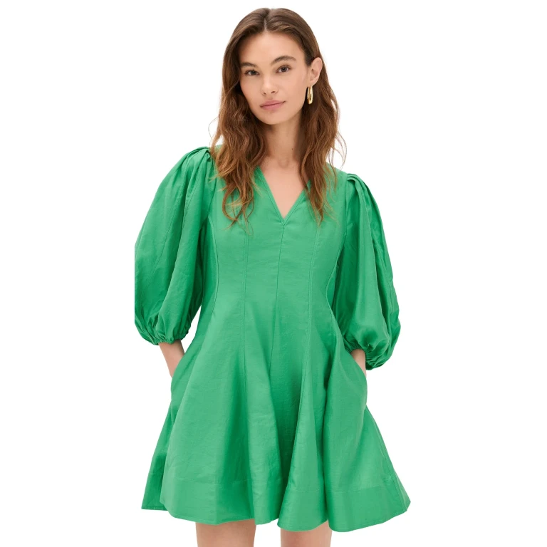 English Factory Puff Sleeve Flare Mini Dress Pink XS