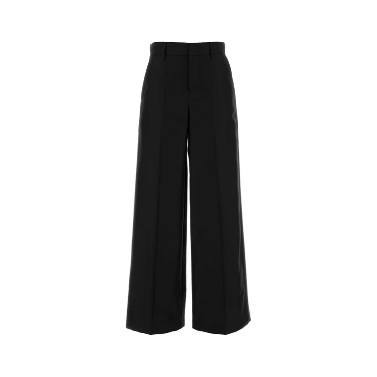 Alberta Ferretti Black Wool Blend Wide-Leg Pant Nero Exterior: Virgin Silk Pantaloni - Women