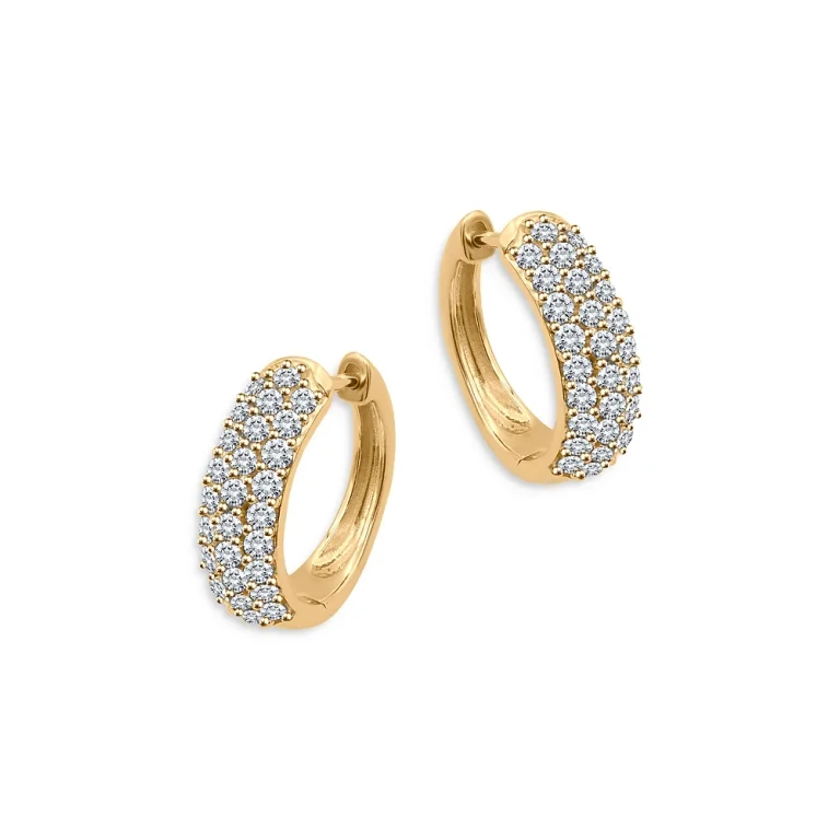 Diamond Hoop Earrings in 14K Yellow Gold, 1.0 tcw