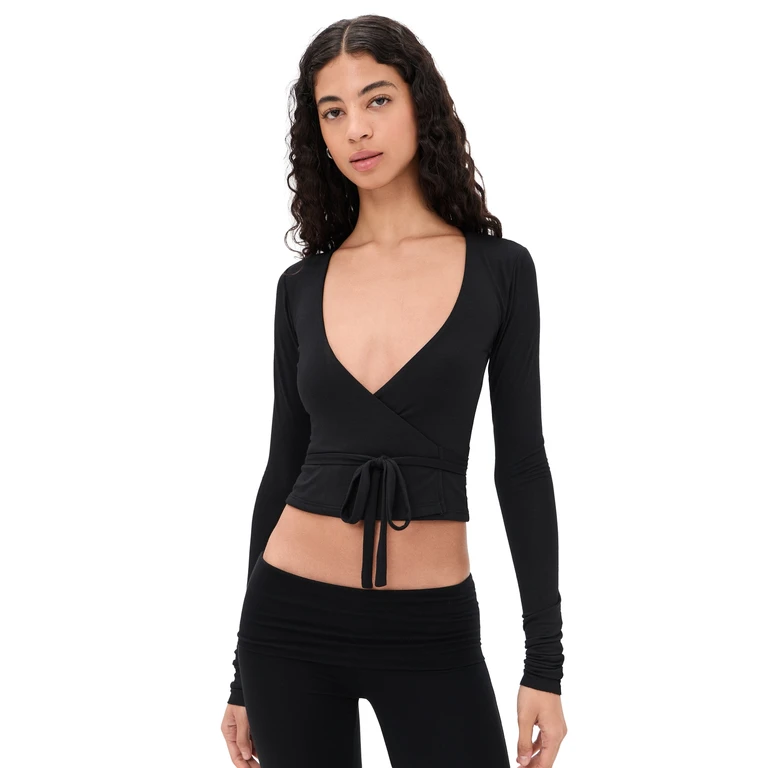 Éterne Soft Jersey Wrap Top Black XL
