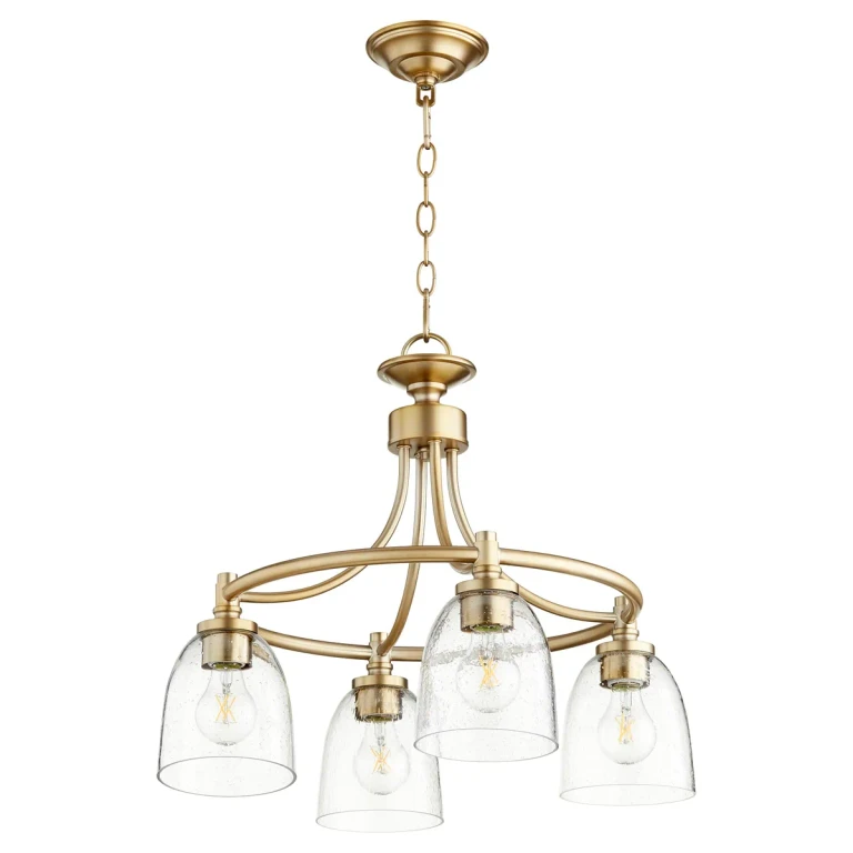 Quorum Rossington 4-Light 18" Dinette & Breakfast Chandelier in Aged Brass with