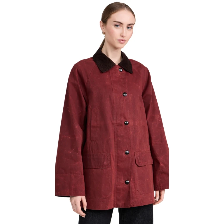 Alex Mill Chiltern Street Barn Jacket In Waxed Cotton Brown M