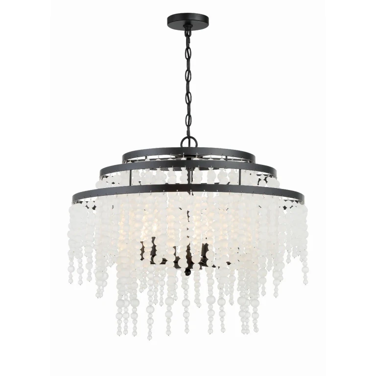 Matte Black Six Light Chandelier from the Poppy Collection