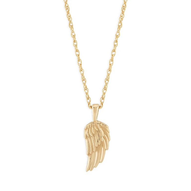 Wing Pendant Necklace in 14K Yellow Gold, 18