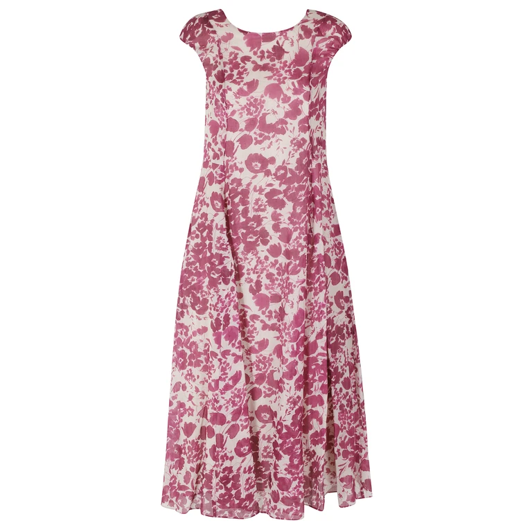 S Max Mara Peonie Pink & Purple Ramie Fodera: Cotone Abito - Women