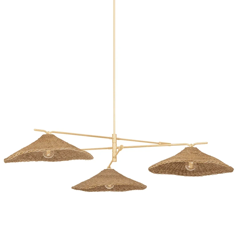 Vintage Gold Leaf Three Light Chandelier from the Valier Collection