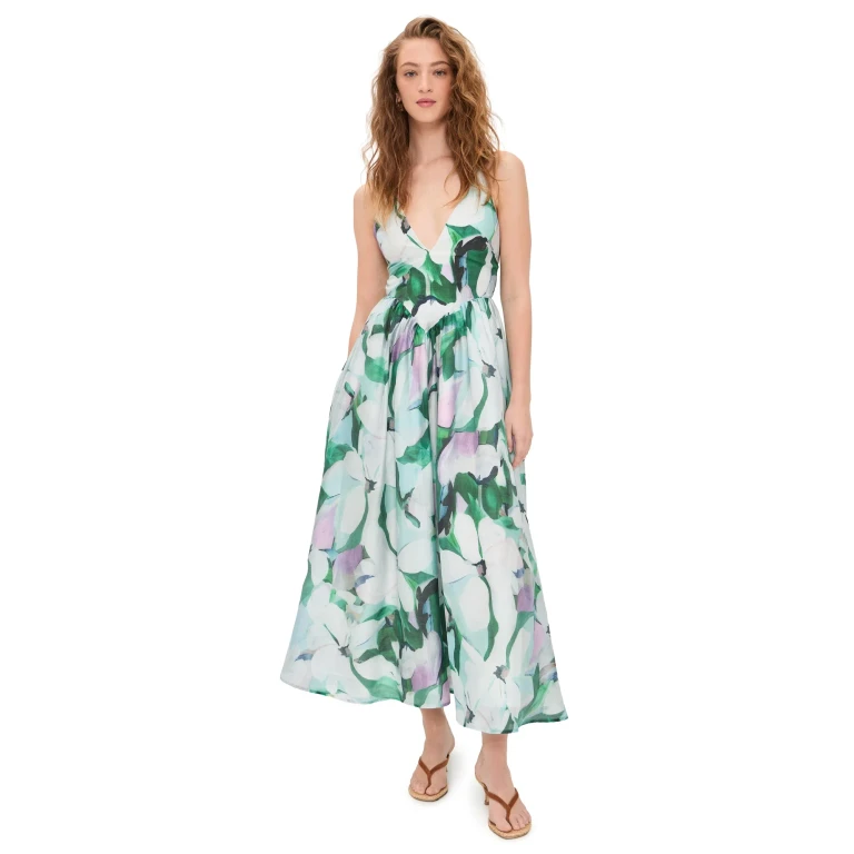 BARDOT Arletha Halter Maxi Dress Green Flo 6