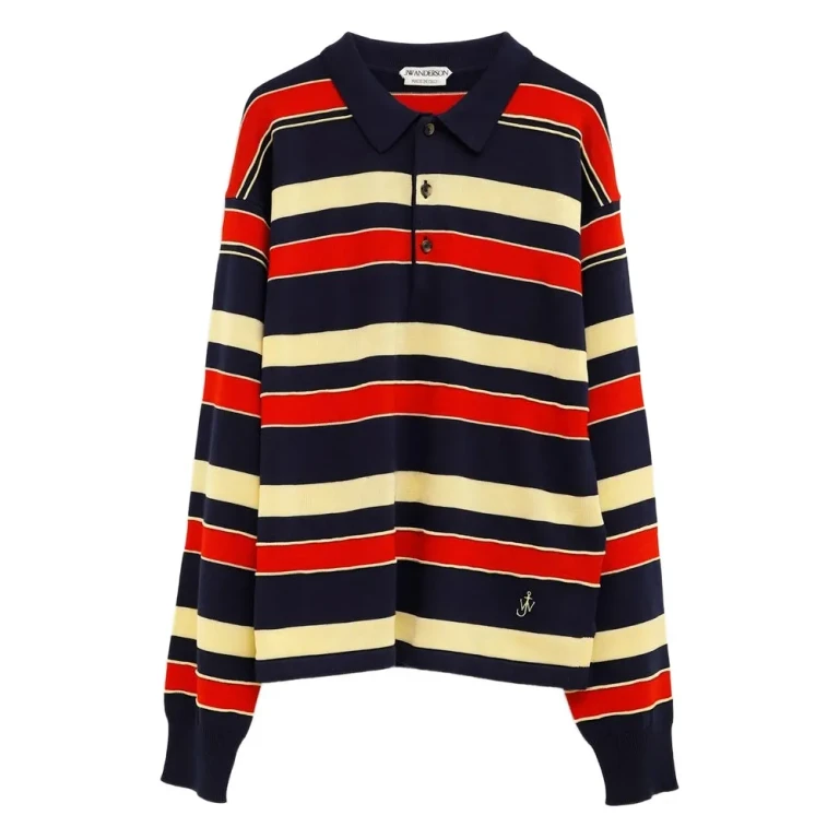 Jw Anderson Striped Embroidered Polo Shirt