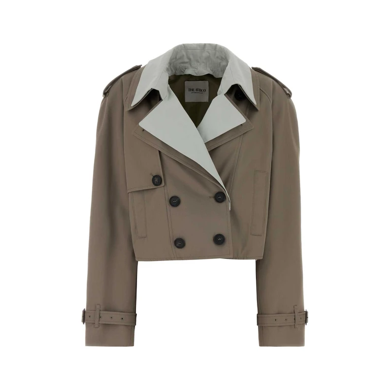 The Attico Dove Grey Gabardine Trench Coat Taupegrey Exterior: Polyester Cotton - Women