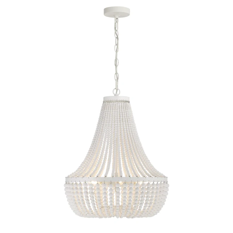 Matte White Six Light Chandelier from the Rylee Collection