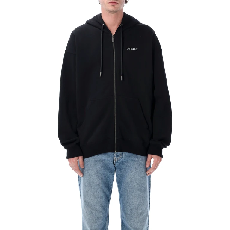 Off-White Half Arrow Skate Zip Hoodie Black Cotton Sweatshirt - Men