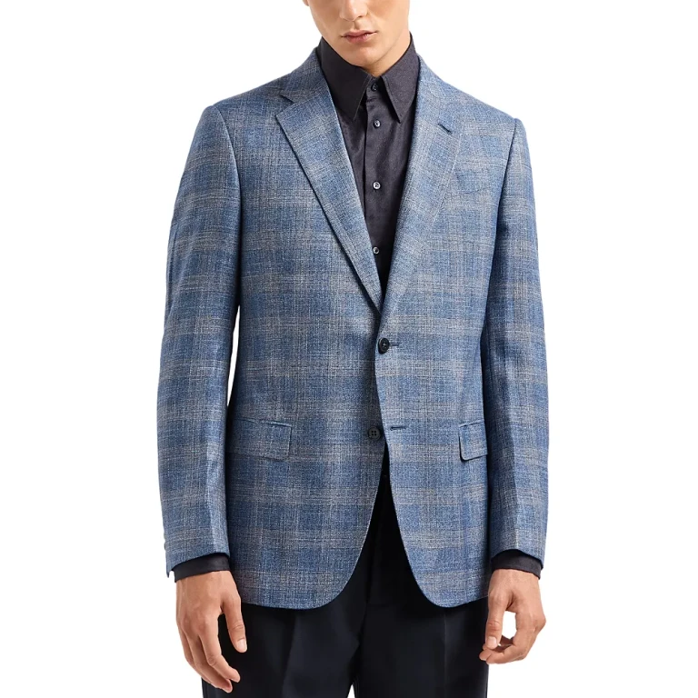 Emporio Armani Notch Lapel Plaid Blazer