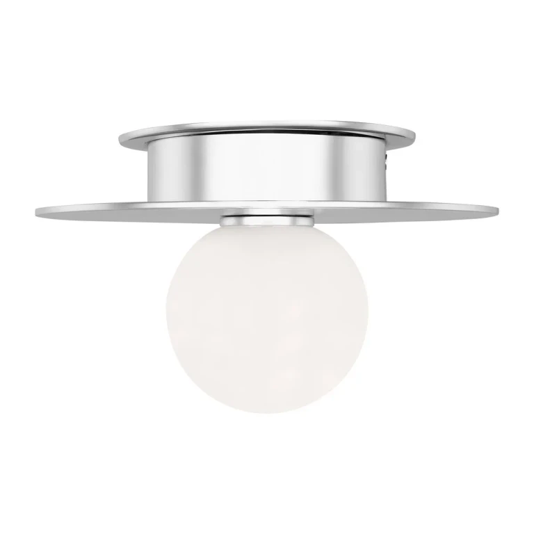Polished Nickel One Light Flush Mount from the Nodes Collection