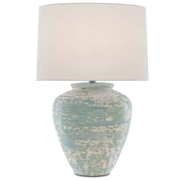 Mimi 1-Light Table Lamp in Aqua with Cream