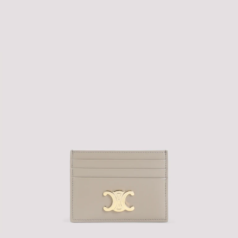 Celine Triomphe Card Holder Nude & Neutrals Calfskin Smallleathergoods - Women
