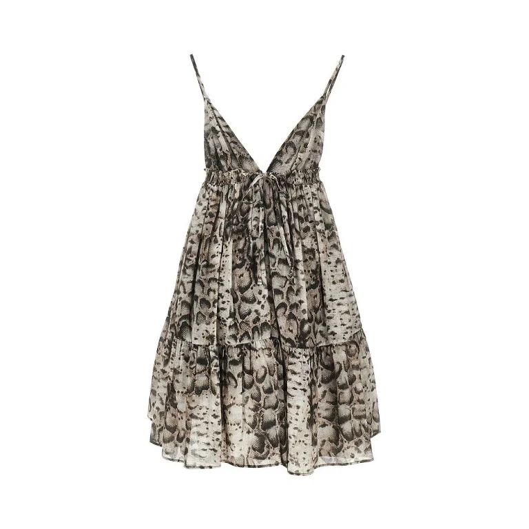 PINKO Snake-print muslin mini dress Woman 38
